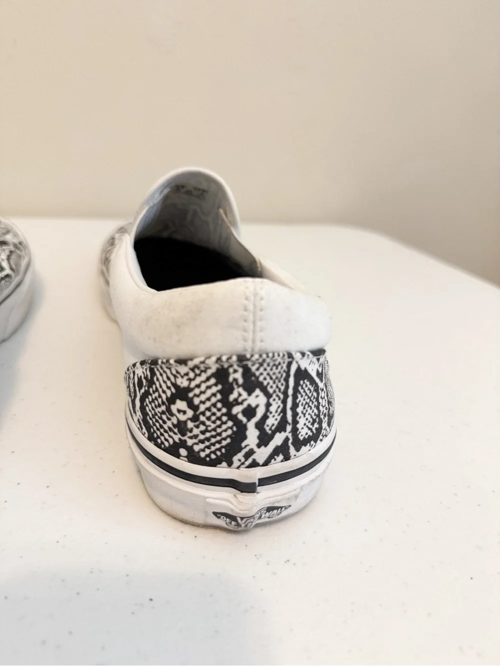 Vans Slip-On Sneakers with Black & White Snake Print